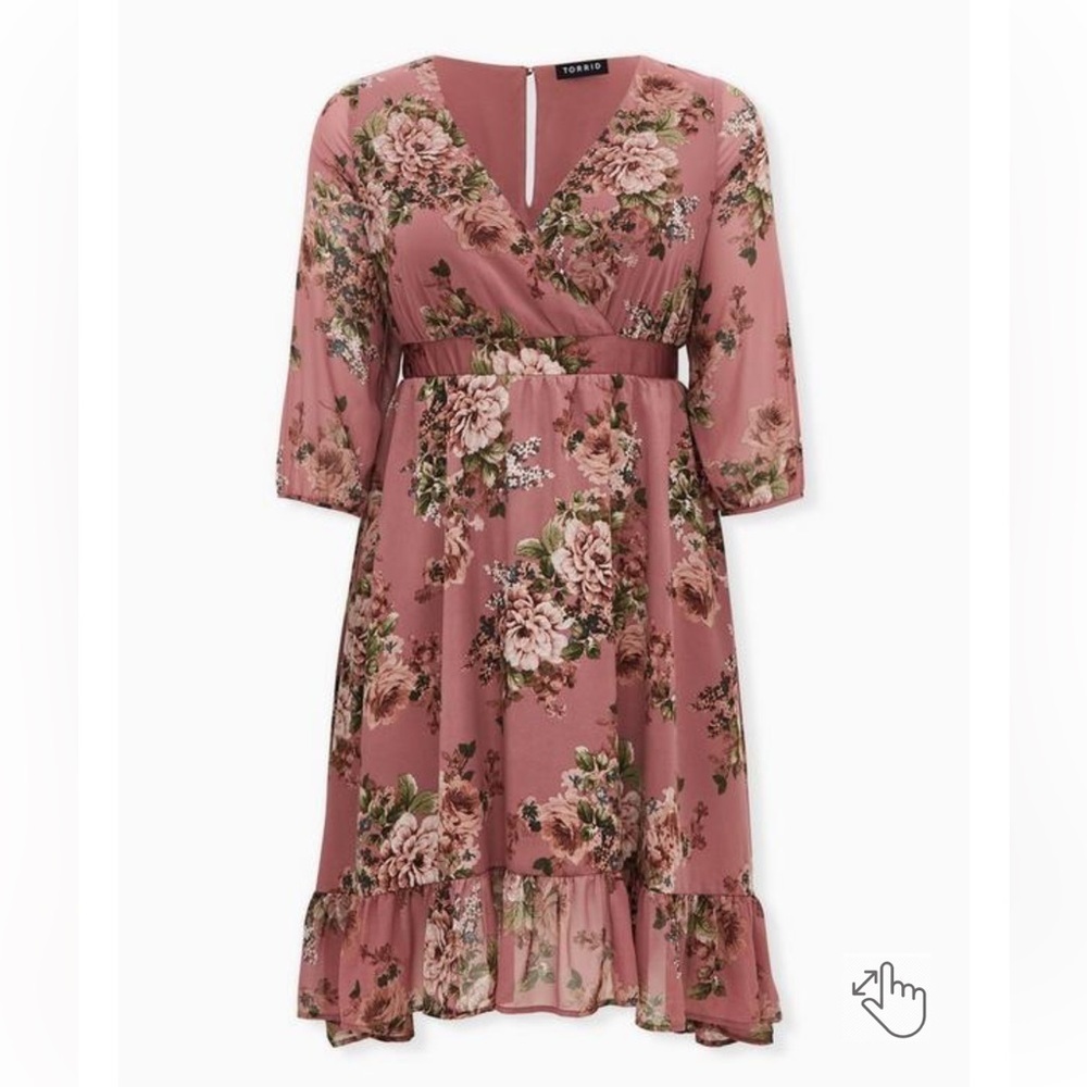 New! Torrid sz 2 Floral Midi Chiffon Surplice Dress‎ 2X